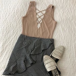 Tan lace up bodysuit